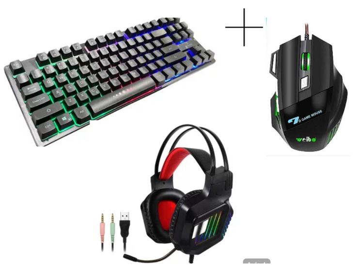Imagem de Kit Teclado Mecânico Rgb Mouse game e Fone Headset