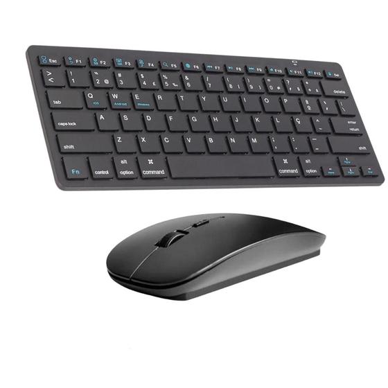 Imagem de Kit Teclado Mouse Bluetooth Conexão Sem Fio Celular Tablet PC Notebook Smart Tv Portátil 