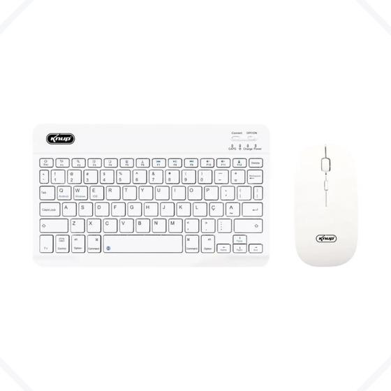 Imagem de Kit Teclado + Mouse Bluetooth Sem fio  KP-TE127 - Branco