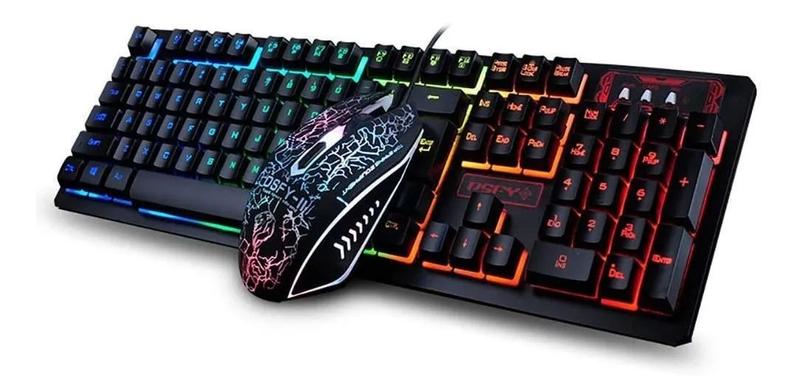 Imagem de Kit Teclado Mouse Gamer Semi mecânico Led Rgb Usb