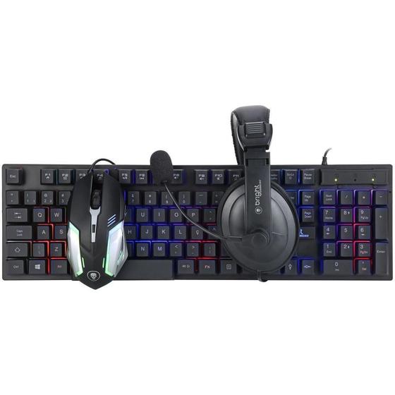 Imagem de Kit Teclado Mouse Headset USB Bright Combo Gamer 0543