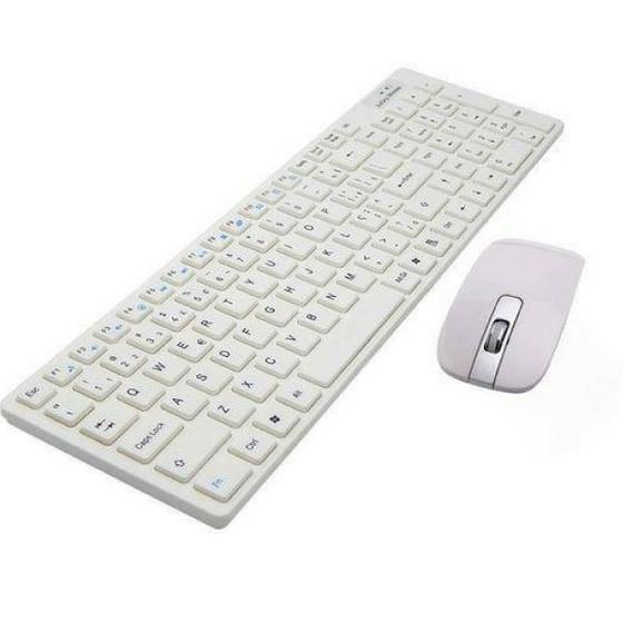 Imagem de Kit Teclado  + Mouse Óptico Branco Sem Fio