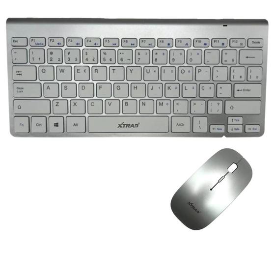 Imagem de Kit teclado mouse sem fio design fino abnt2 pc notebook hk8850 prata xtrad