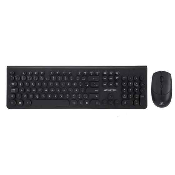 Imagem de Kit Teclado + Mouse Sem Fio K-W80BK Preto C3Tech