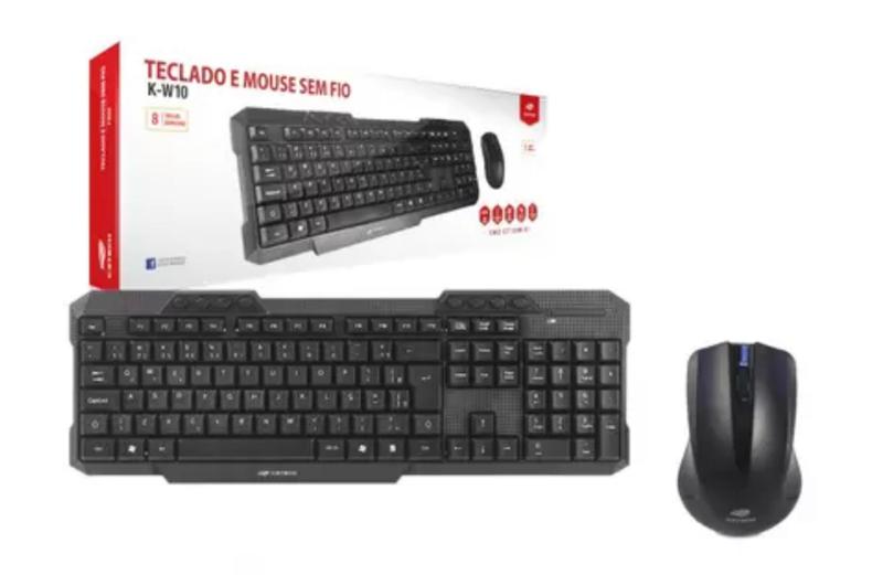 Kit Teclado + Mouse Sem Fio Teclas Funcoes Multimidia PTBR ABNT2 K-W10BK C3Tech Menor preço em Kit Teclado + Mouse Sem Fio Teclas Funcoes Multimidia PTBR ABNT2 K-W10BK C3Tech