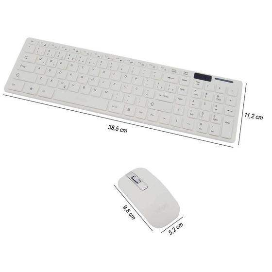 Imagem de Kit Teclado + Mouse Sem Fio Wireless USB Exbom BK-S1000 Branco com Capa Silicone