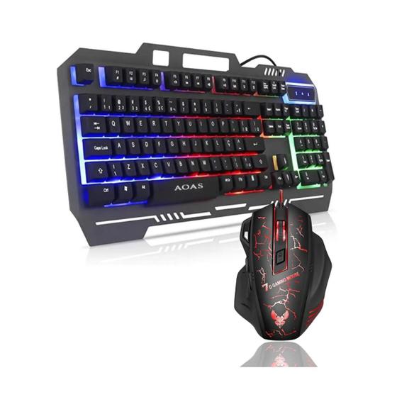 Imagem de Kit Teclado Mouse X7 Luminado Gamer Semi Mecânico Led Abnt NF