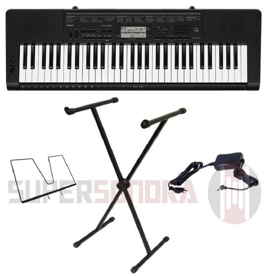Kit Teclado Musical Casio Ctk3500 + Suporte X + Fonte + Suporte Partitura Menor preço em Kit Teclado Musical Casio Ctk3500 + Suporte X + Fonte + Suporte Partitura