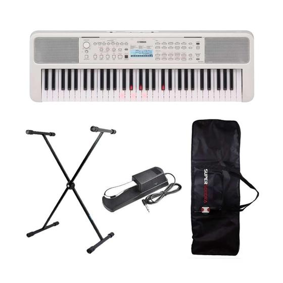 Imagem de Kit Teclado Musical Yamaha EZ310 + Suporte Em X + Capa + Pedal