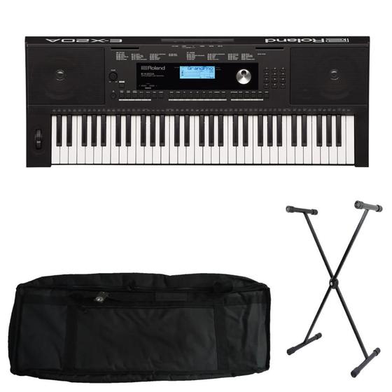 Imagem de Kit Teclado Roland Arranjador E-X20A com Capa e Suporte