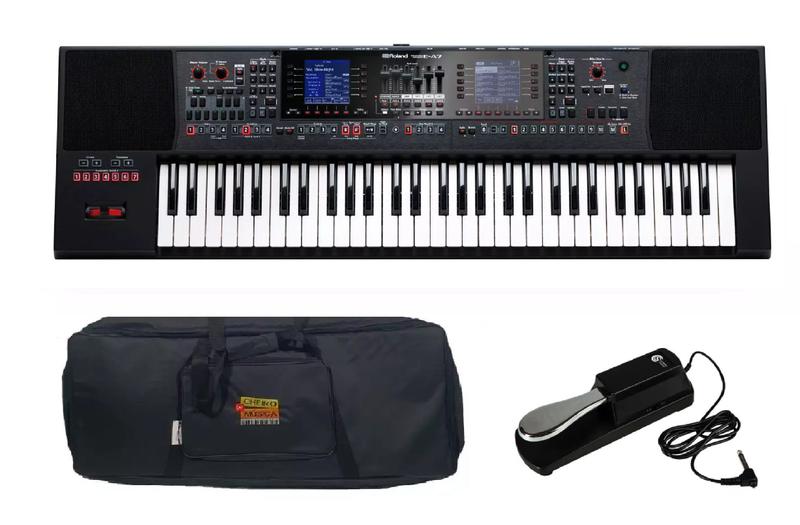 Imagem de Kit Teclado Roland E-A7 com Capa e Pedal