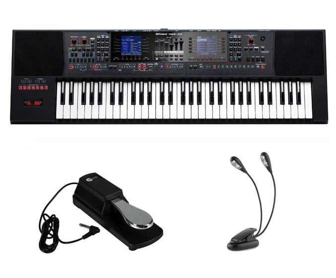 Imagem de Kit Teclado Roland E-A7 com Luminária e Pedal Sustain