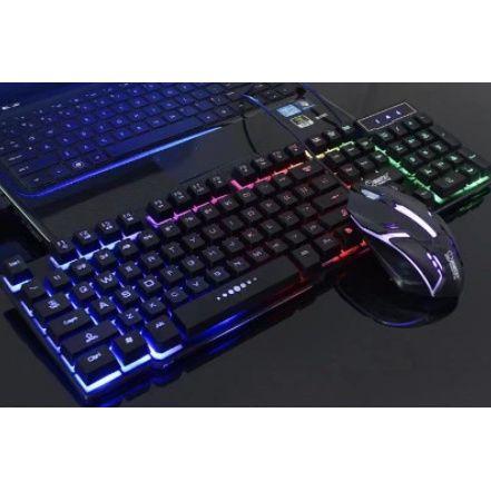 Imagem de Kit Teclado Semi Mecânico LED RGB Mouse Multimídia Gamer Iluminado 3 Cores