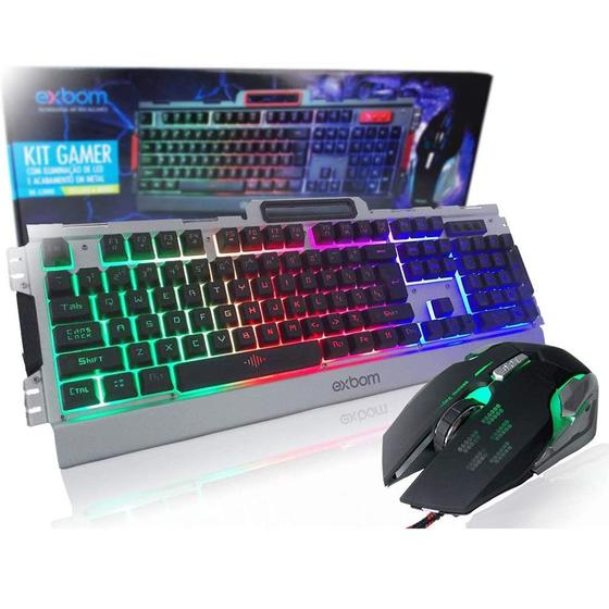 Imagem de Kit Teclado Semi Mecânico Mouse Gamer Led Rgb Metal BK-G3000