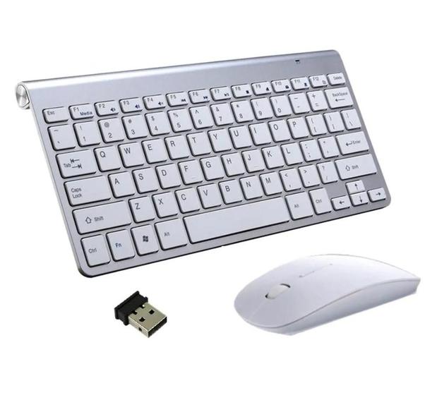 Imagem de Kit Teclado Slim Com Mouse Sem Fio 2.4g Ultra Fino Para Pc Notebook Prata