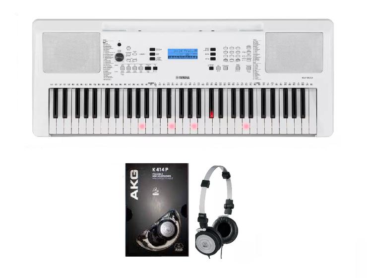 Imagem de Kit Teclado Yamaha EZ-300 Branco Com Fone K414