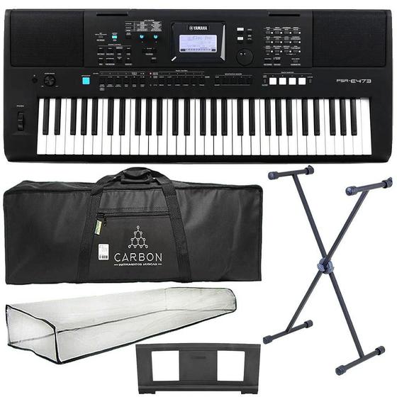 Imagem de Kit Teclado Yamaha Psr-E473 Arranjador 61 Teclas Preto Tx01