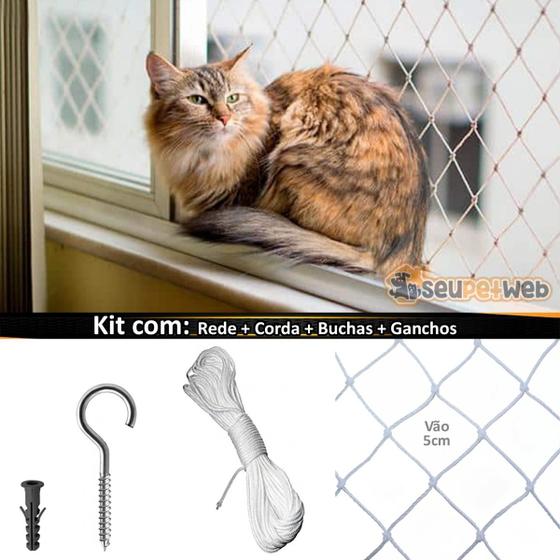 Imagem de Kit Tela De Proteção Janelas Gato Criança 1,30 X 2,10 Branca