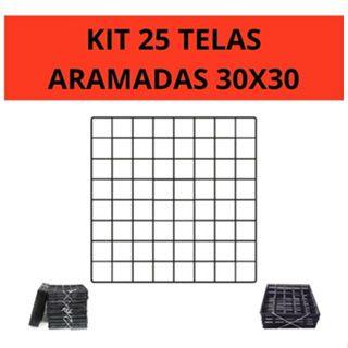 Imagem de Kit Telas Aramado Para Decoração Estante Casa Cercado Pet Cozinha Memory Board Preto 30x30 Escritório