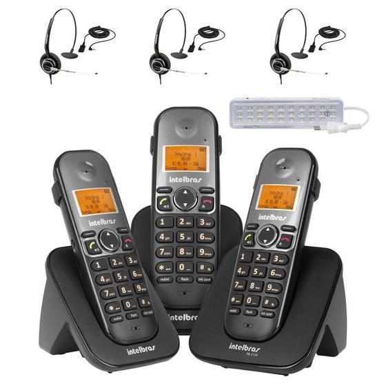 Imagem de Kit Telefone Fixo 2 Ramais Ts 5123 Bina 3 Headset Intelbras