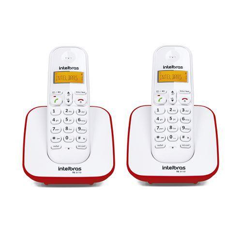 Imagem de Kit Telefone Sem Fio + 1 Ramal Branco e Vermelho TS 3110 - Intelbras