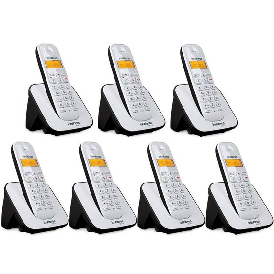 Imagem de Kit Telefone Sem Fio + 6 Ramais Branco e Preto TS 3110 Intelbras