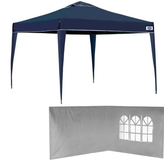 Imagem de Kit Tenda Dobravel Azul Base e Topo 3x3 M + 2 Paredes na Cor Branca  Mor 