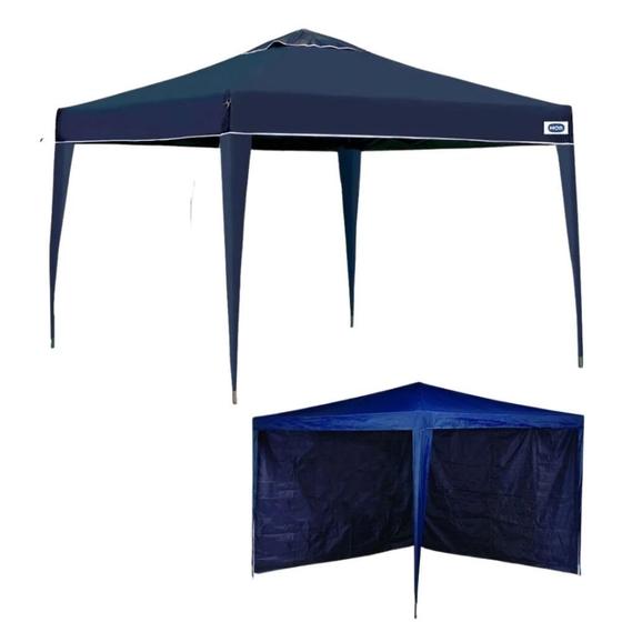 Imagem de Kit Tenda Gazebo 3x3 M + 2 Paredes Sem Janela Azul