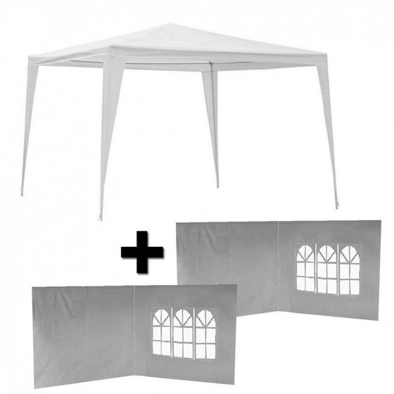 Imagem de Kit Tenda Gazebo 3x3 Mts de Encaixe + 4 Paredes Laterais Branca  Bel 