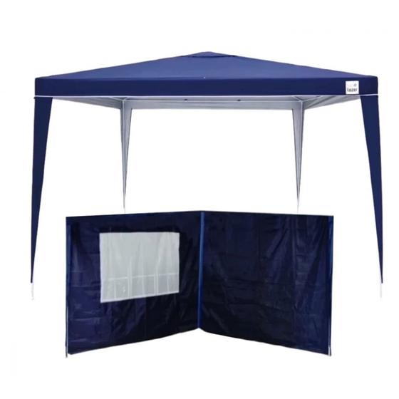 Imagem de Kit Tenda Gazebo de Encaixe 3x3m Azul + 2 Paredes Lateral em Oxford