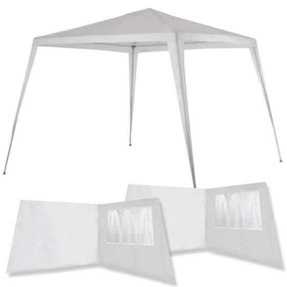 Imagem de Kit Tenda Gazebo de Encaixe Branca 2,40 M X 3 M + 4 Paredes Mor