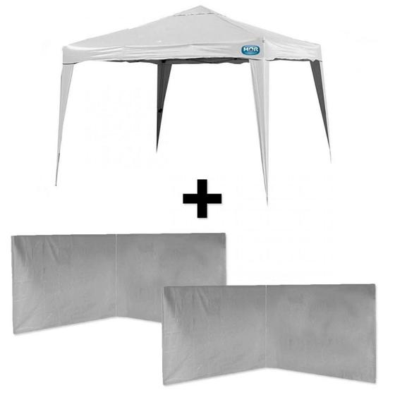 Imagem de Kit Tenda Gazebo Dobravel 3m X 3m Base e Topo + 4 Paredes Brancas Sem Janela