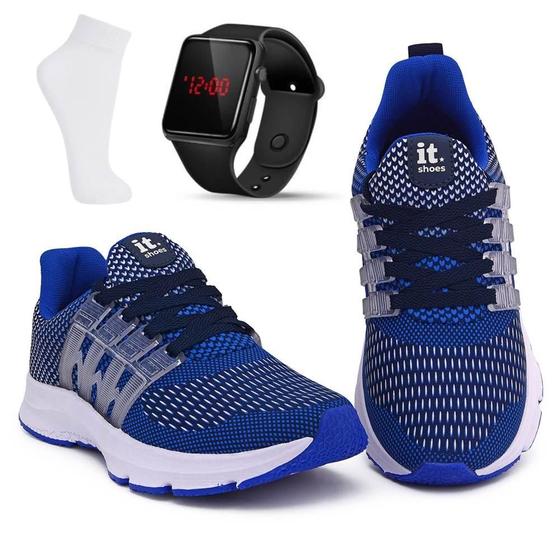 Imagem de Kit Tênis Academia Masculino + Relógio Digital LED + Meia