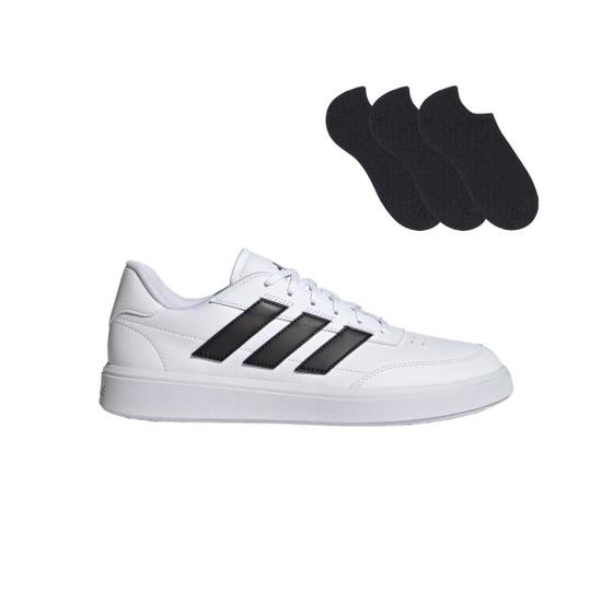 Imagem de Kit Tênis Adidas Casual Courtblock Unissex + 3 Pares de Meias Pretas