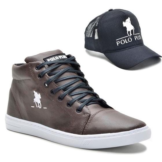 Imagem de Kit Tênis Casual Confortável Polo Plus Com Um Boné Aba Curva Fecho Ajustável