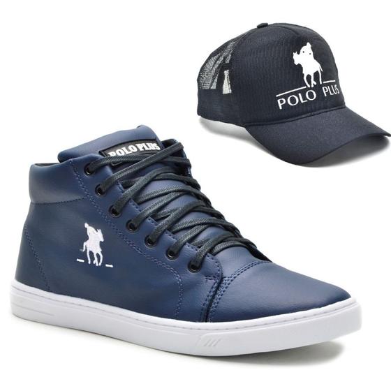 Imagem de Kit Tênis Casual Confortável Polo Plus Com Um Boné Aba Curva Fecho Ajustável