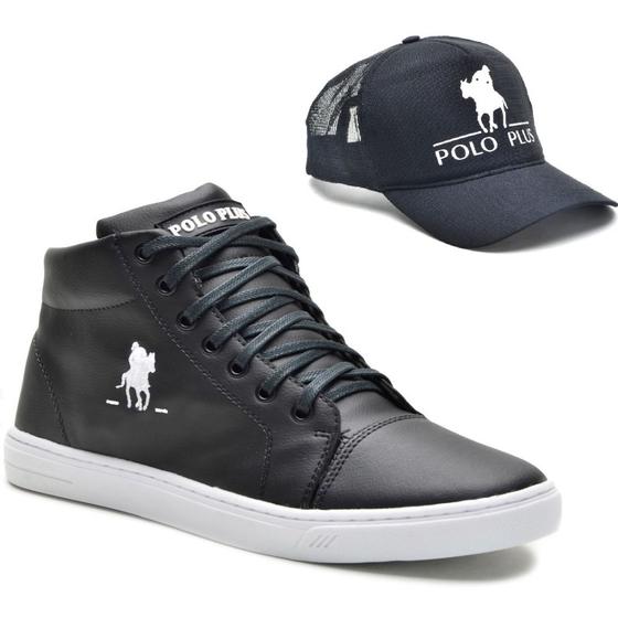 Imagem de Kit Tênis Casual Confortável Polo Plus Com Um Boné Aba Curva Fecho Ajustável