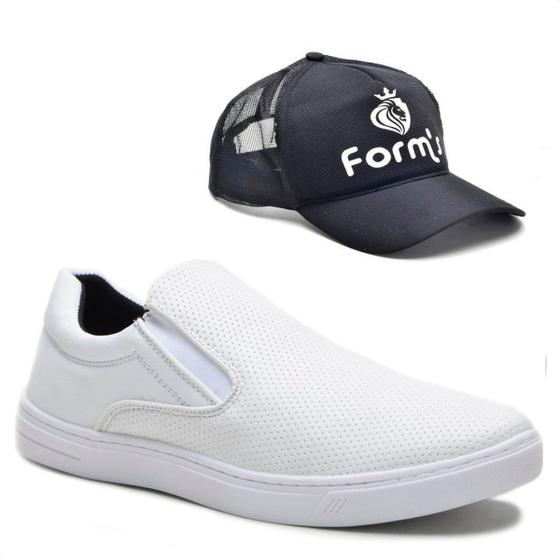 Imagem de Kit Tênis Casual Slip On Masculino Elástico + Boné Leve