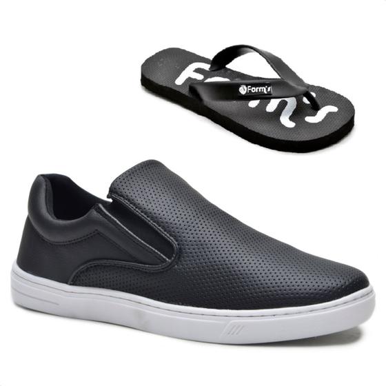 Imagem de Kit Tênis Casual Slip On Masculino Elástico + Chinelo Leve