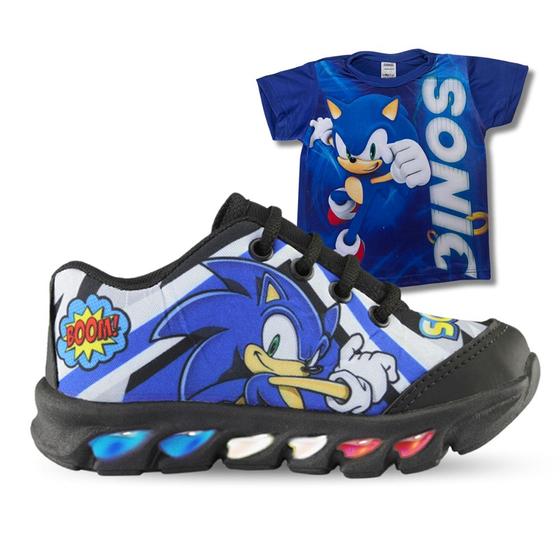 Imagem de Kit Tênis De Led Infantil Menino Masculino Sonic Boom + Camisa