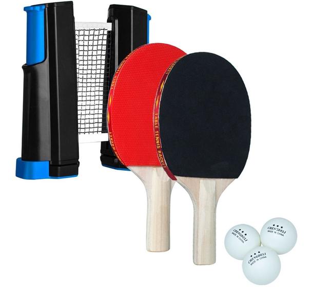 Imagem de Kit Tênis De Mesa Ping Pong Rede Retrátil Com 3 Bolinhas Profissional 