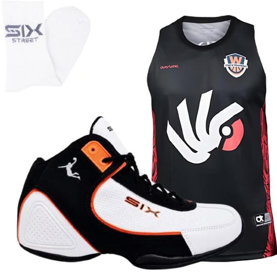 Imagem de KIT Tenis Esportivo Street + Camisa de Basquete Preta e Meia