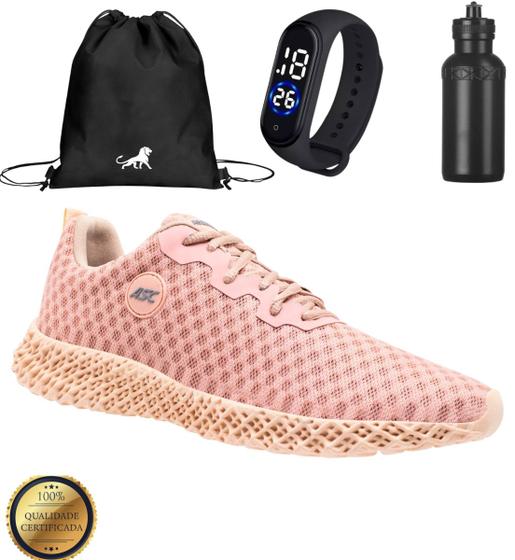 Imagem de Kit Tênis Feminino Projeto Verão Caminhada Macio e confortave + Sacola + Relógio + Garrafa Squeze