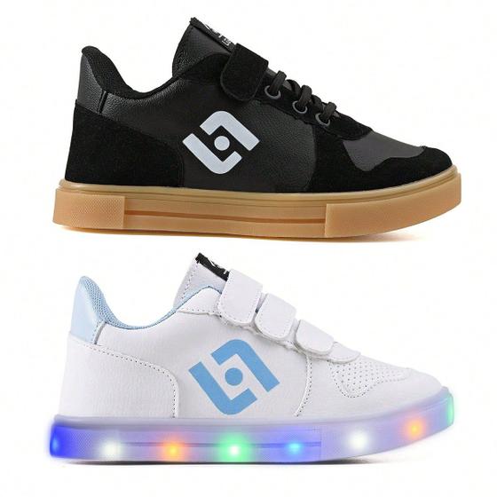 Imagem de Kit Tênis Infantil De Led Casual Escolar Meninos Basico Street Jogger