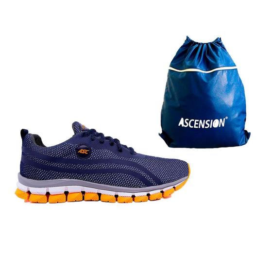 Imagem de Kit Tênis Leve Academia Lege Asc Mochila Saco Azul Basic Top