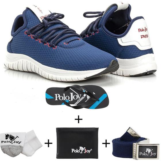 Imagem de Kit Tênis Masc Polo Joy Com Carteira Chinelo Cinto E Meia