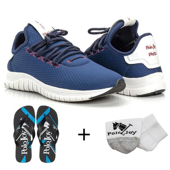 Imagem de Kit Tênis Masculino Runner Polo Joy Sport Com Meia E Chinelo