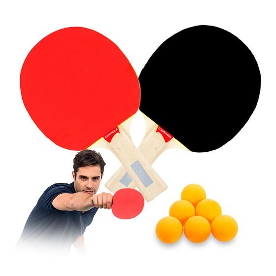 Imagem de Kit tênis mesa profissional ping pong 2 raquetes 6 bolas ABS