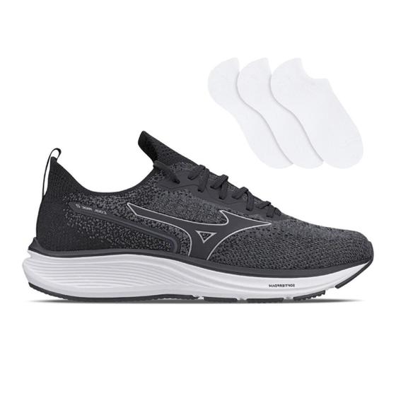 Kit Tênis Mizuno Cool Ride 2 Masculino + 3 Pares de Meias Menor preço em Kit Tênis Mizuno Cool Ride 2 Masculino + 3 Pares de Meias