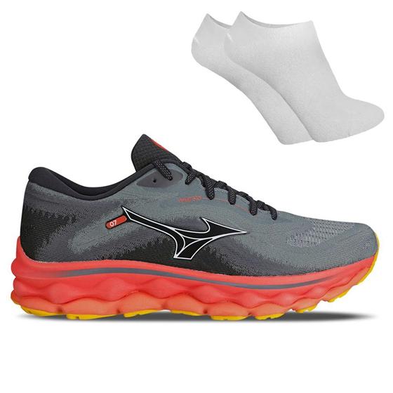 Imagem de Kit Tênis Mizuno Wave Sky 7 Masculino + Par De Meia